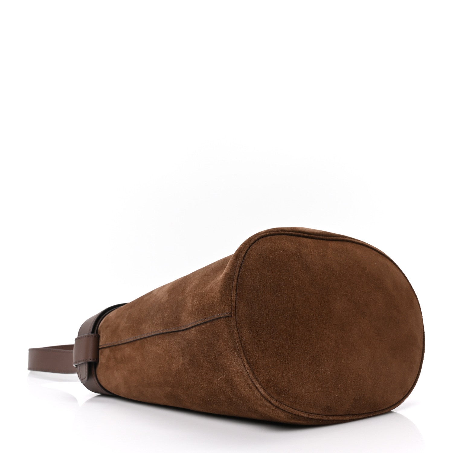 Prada Scamosciato Suede Buckle Belted Bucket Bag Cacao 4 of 9