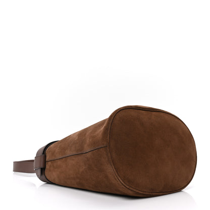 Prada Scamosciato Suede Buckle Belted Bucket Bag Cacao 4 of 9