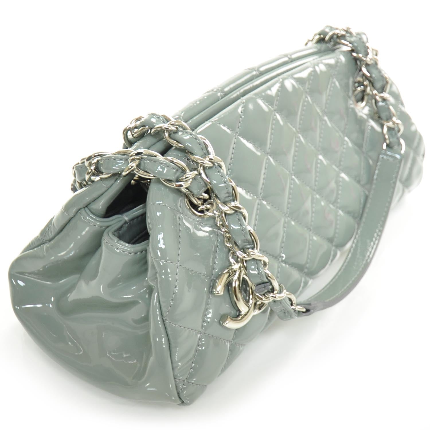Chanel Patent Quilted Small Just Mademoiselle Gray 4 of 10