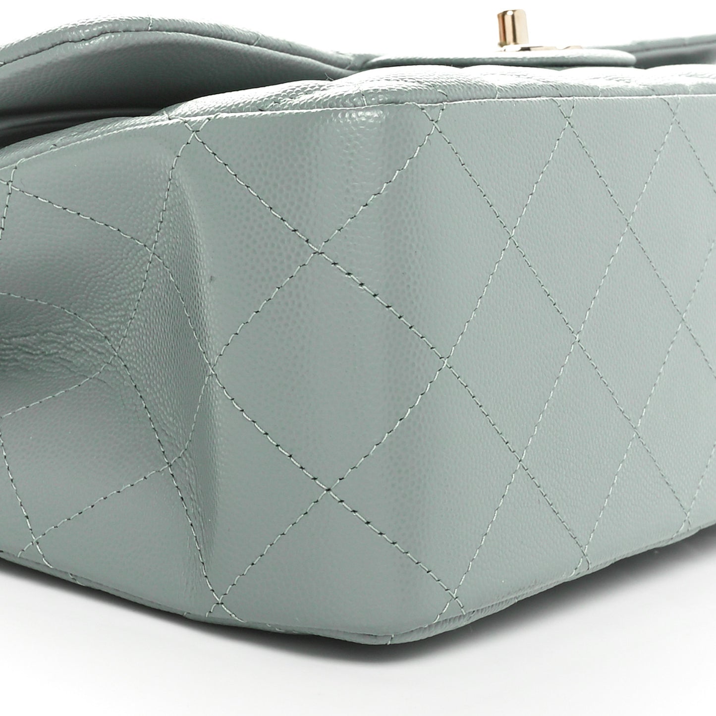 Caviar Quilted Jumbo Double Flap Dark Green
