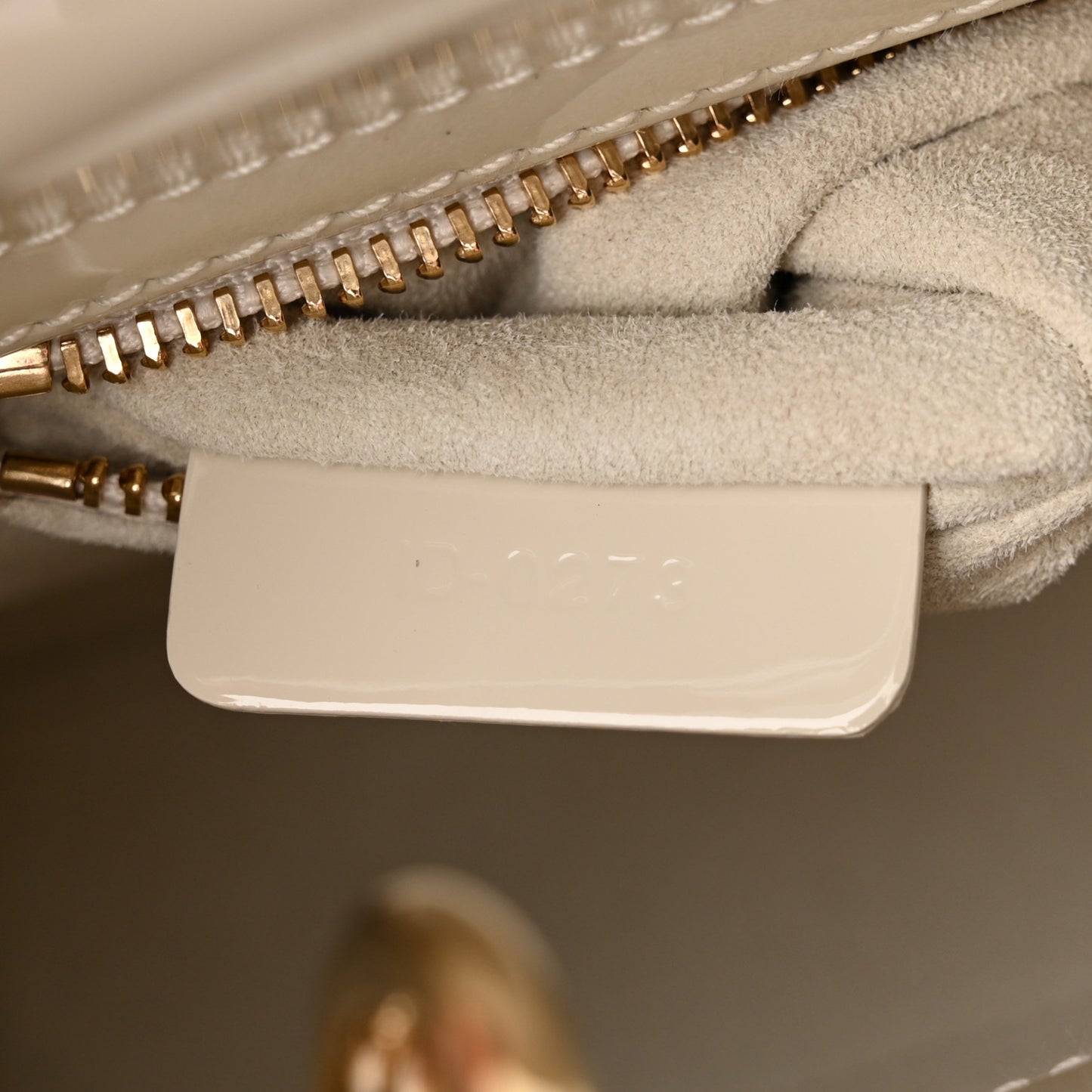 Patent Cannage Mini Lady Dior Latte