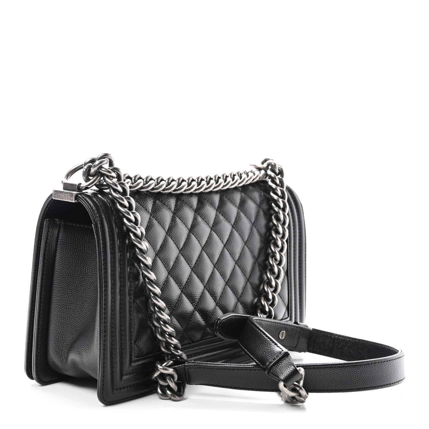 Caviar Quilted Medium Boy Flap Black