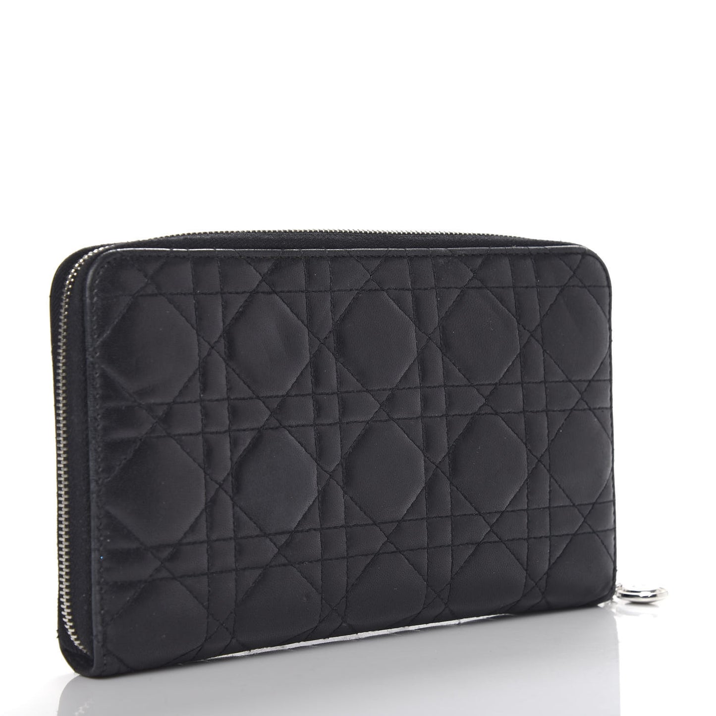 Lambskin Cannage Lady Dior Zip Organizer Wallet Black