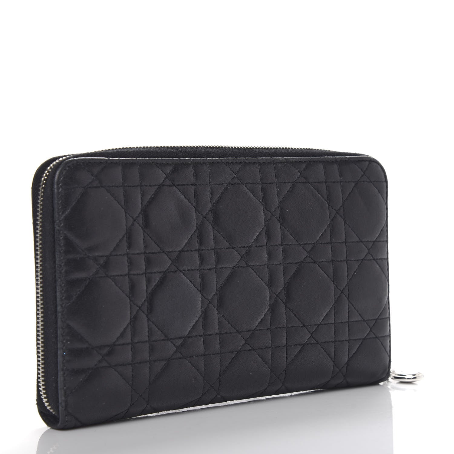 Christian Dior Lambskin Cannage Lady Dior Zip Organizer Wallet Black 3 of 6
