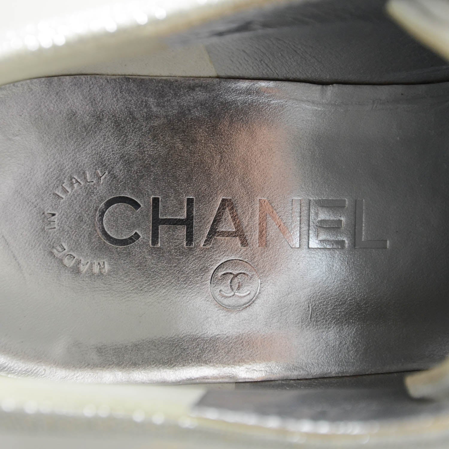 Chanel Lame Creeper Sneakers 38 Silver Stripe 5 of 6