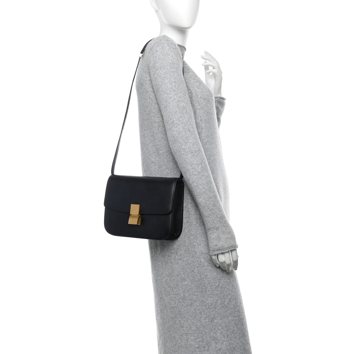 Box Calfskin Medium Classic Box Flap Bag Black