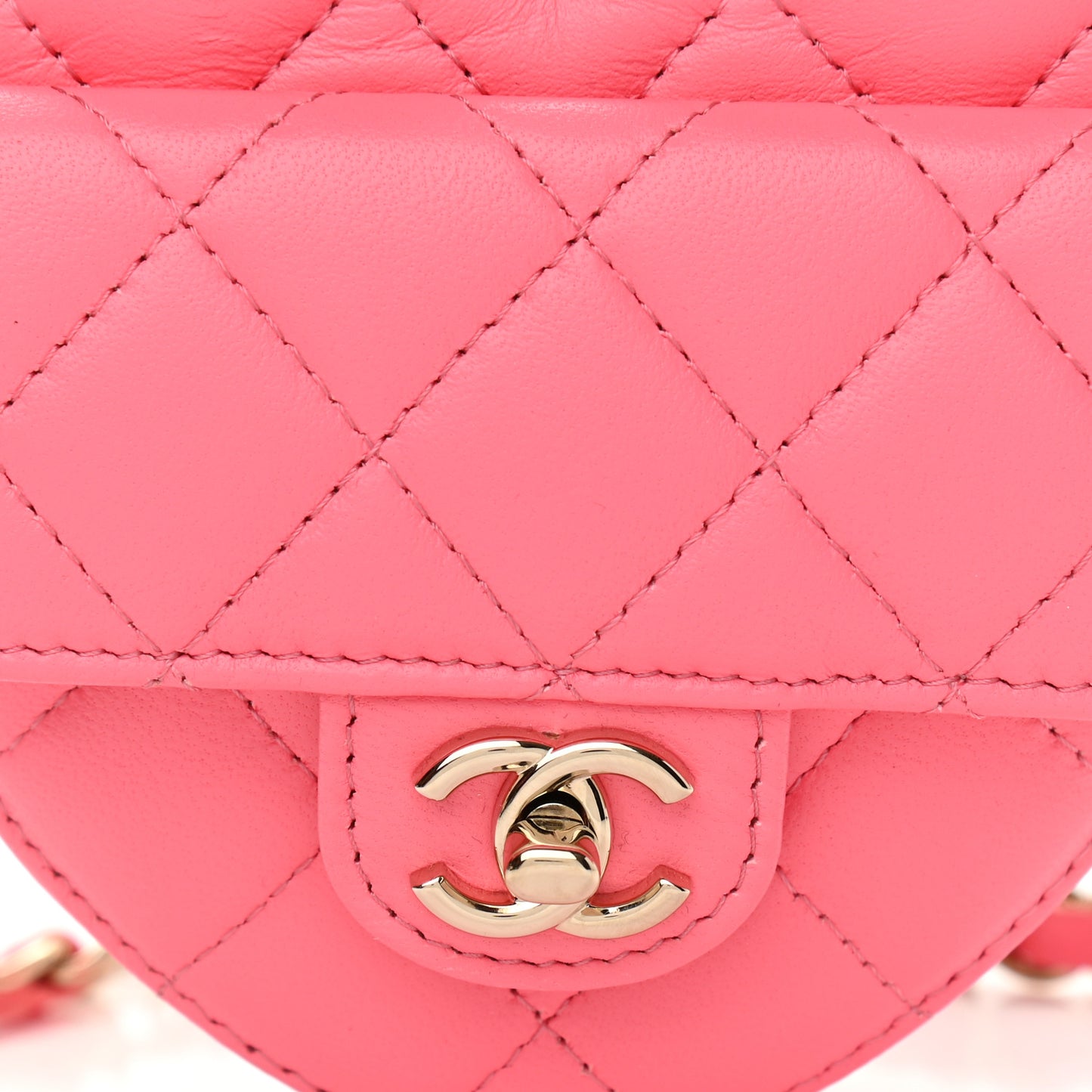 Lambskin Quilted CC In Love Heart Waist Belt Bag With Chain Pink