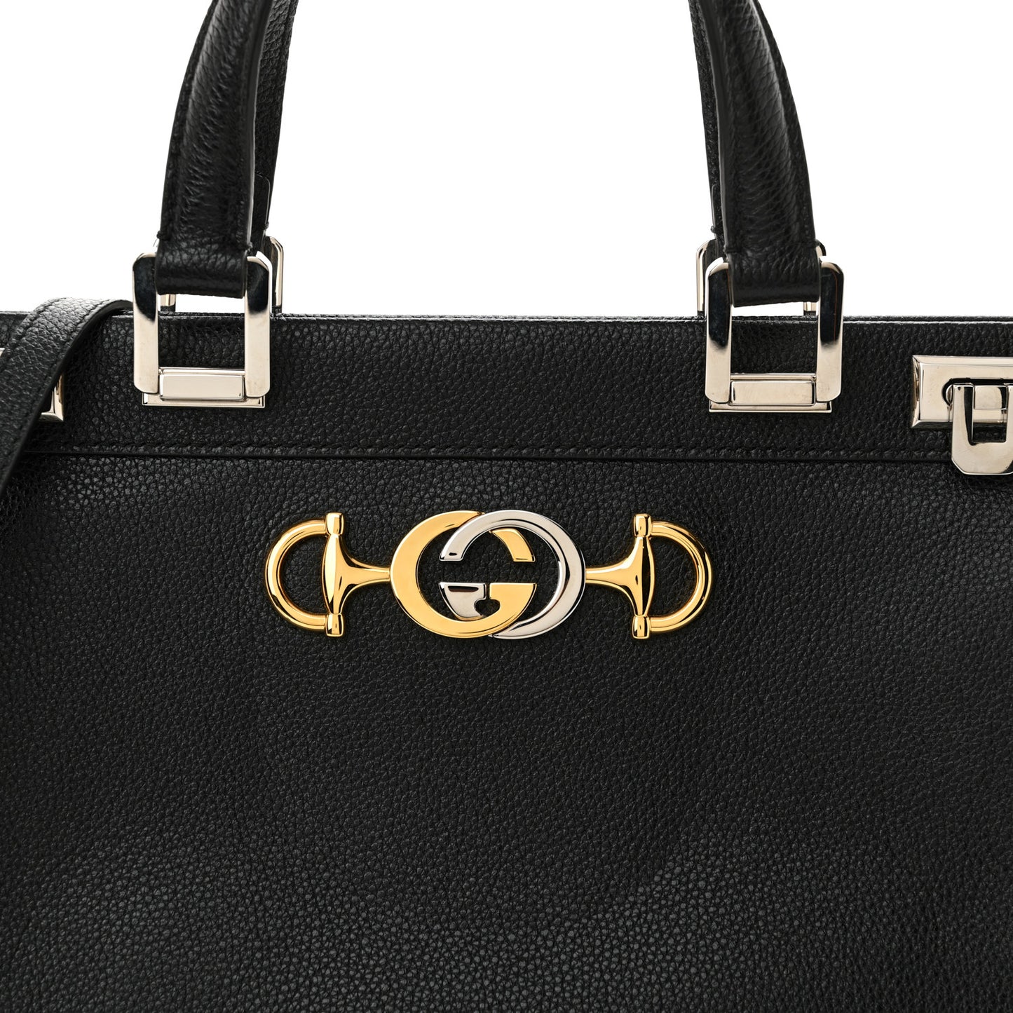 Grainy Calfskin Medium Zumi Top Handle Bag Black