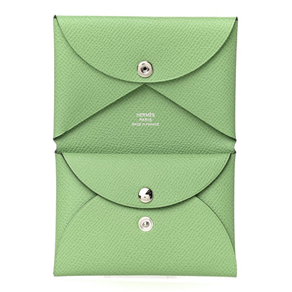 Hermes Epsom Calvi Duo Card Case Vert Criquet 5 of 10