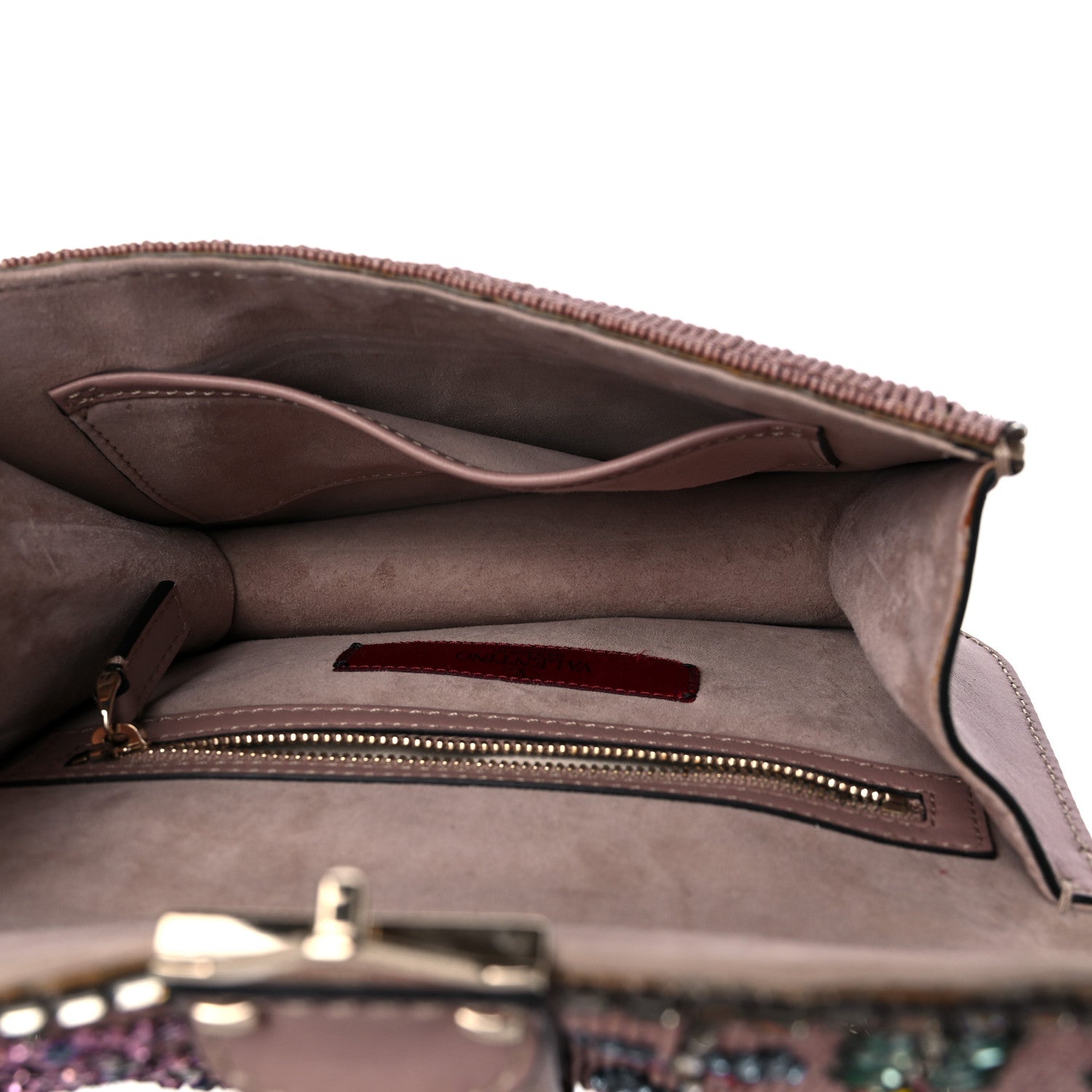 Valentino Garavani Vitello Beaded Small Glam Lock Rockstud Flap Poudre 5 of 10