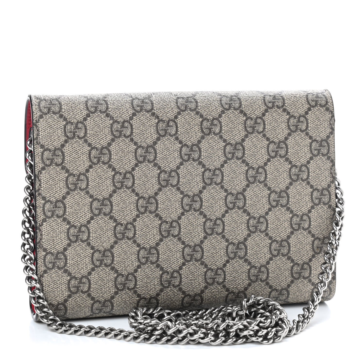 Gucci GG Supreme Monogram Mini Dionysus Chain Wallet Beige Vulcanic Red 3 of 9