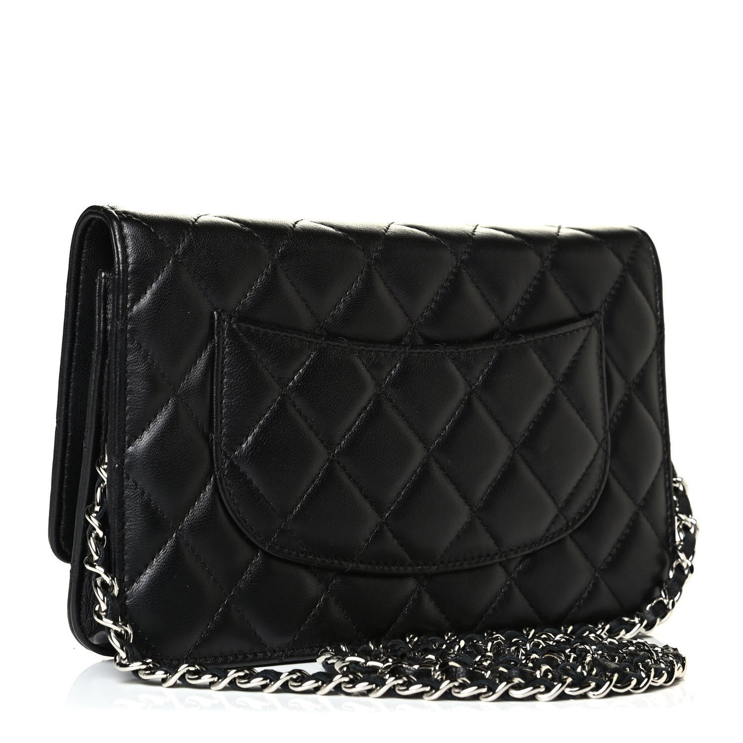 Lambskin Quilted Wallet On Chain WOC Black