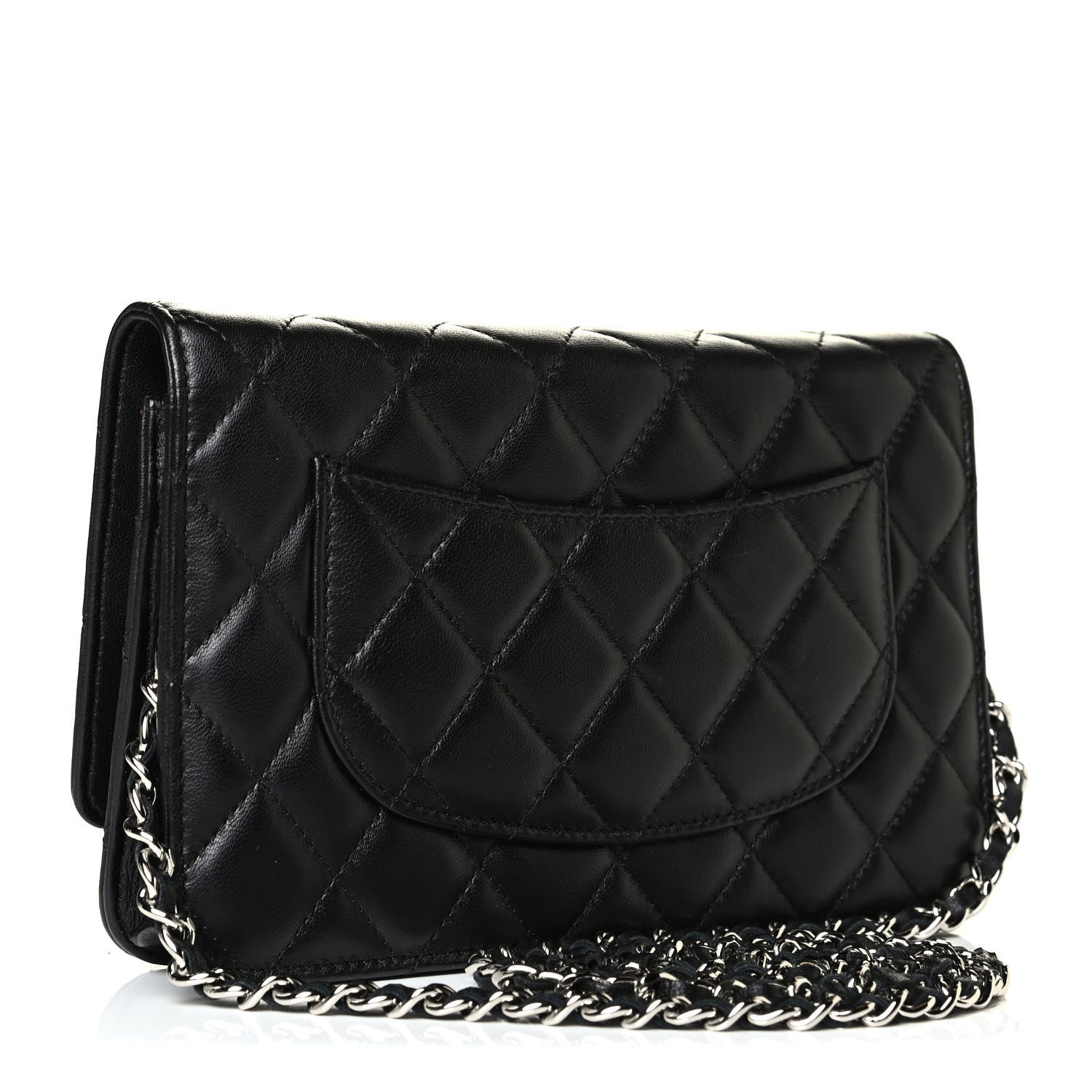 Chanel Lambskin Quilted Wallet On Chain WOC Black 2 of 8