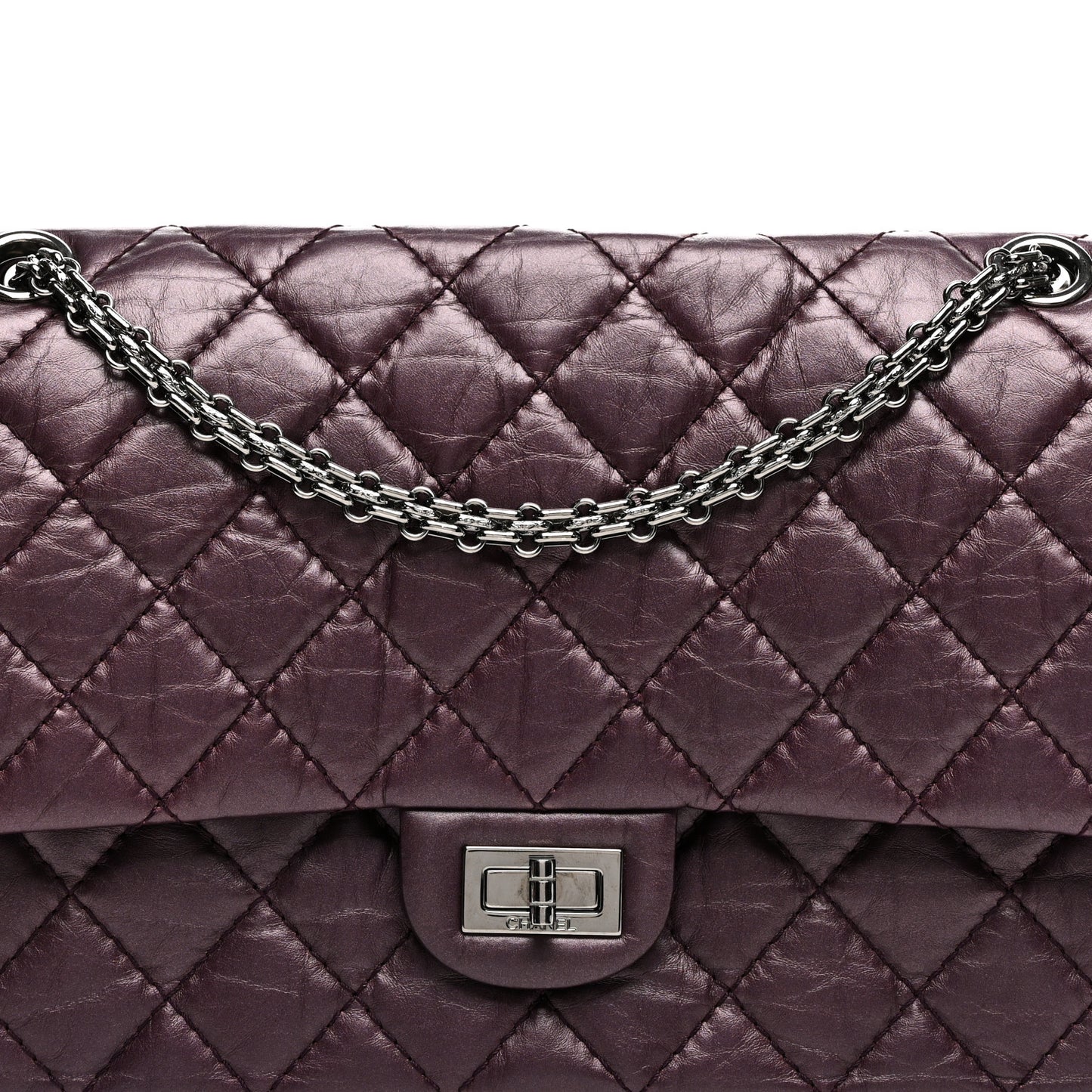 Metallic Aged Calfskin Quilted 2.55 Reissue 226 Flap Purple