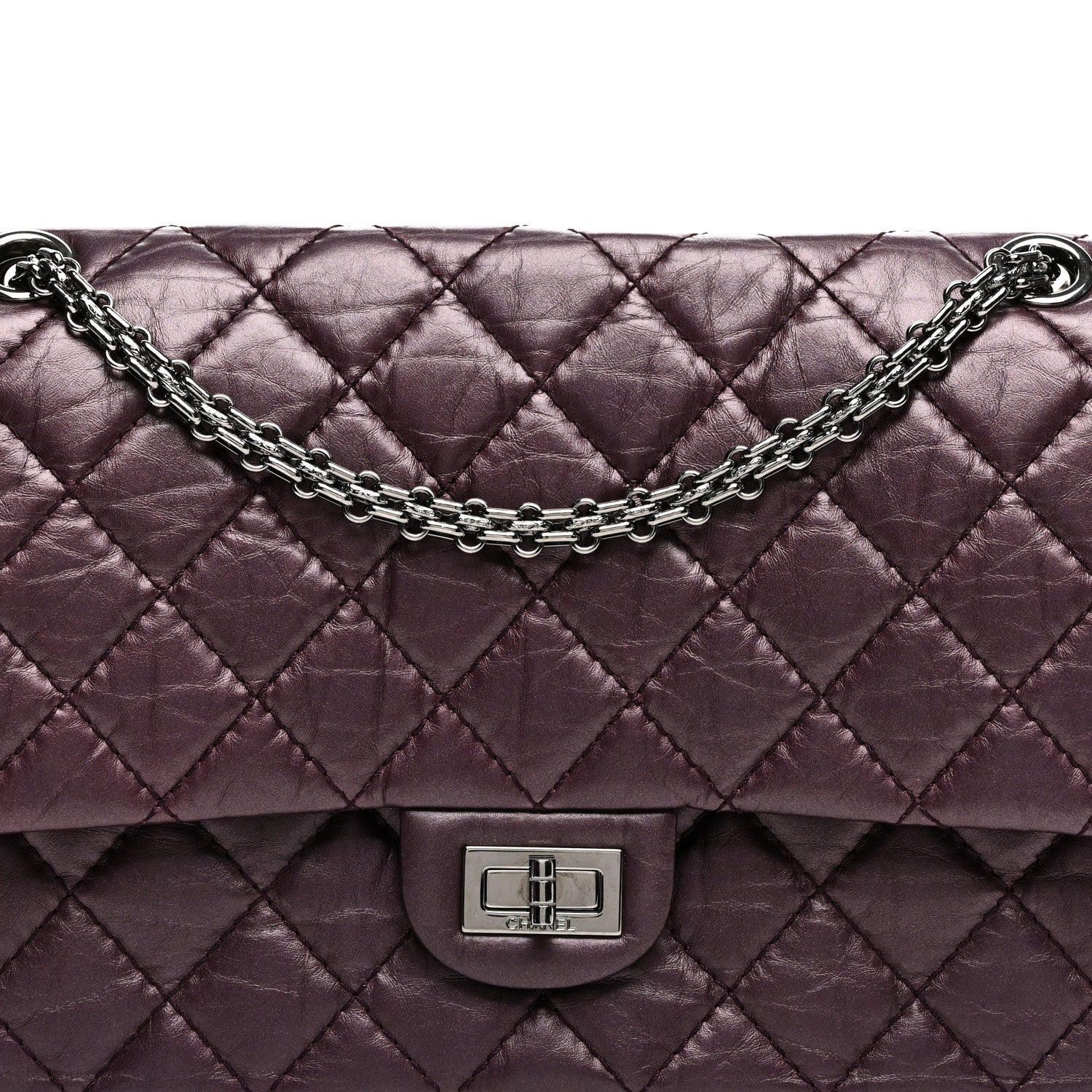 Chanel Metallic Aged Calfskin Quilted 2.55 Reissue 226 Flap Purple 8 of 10