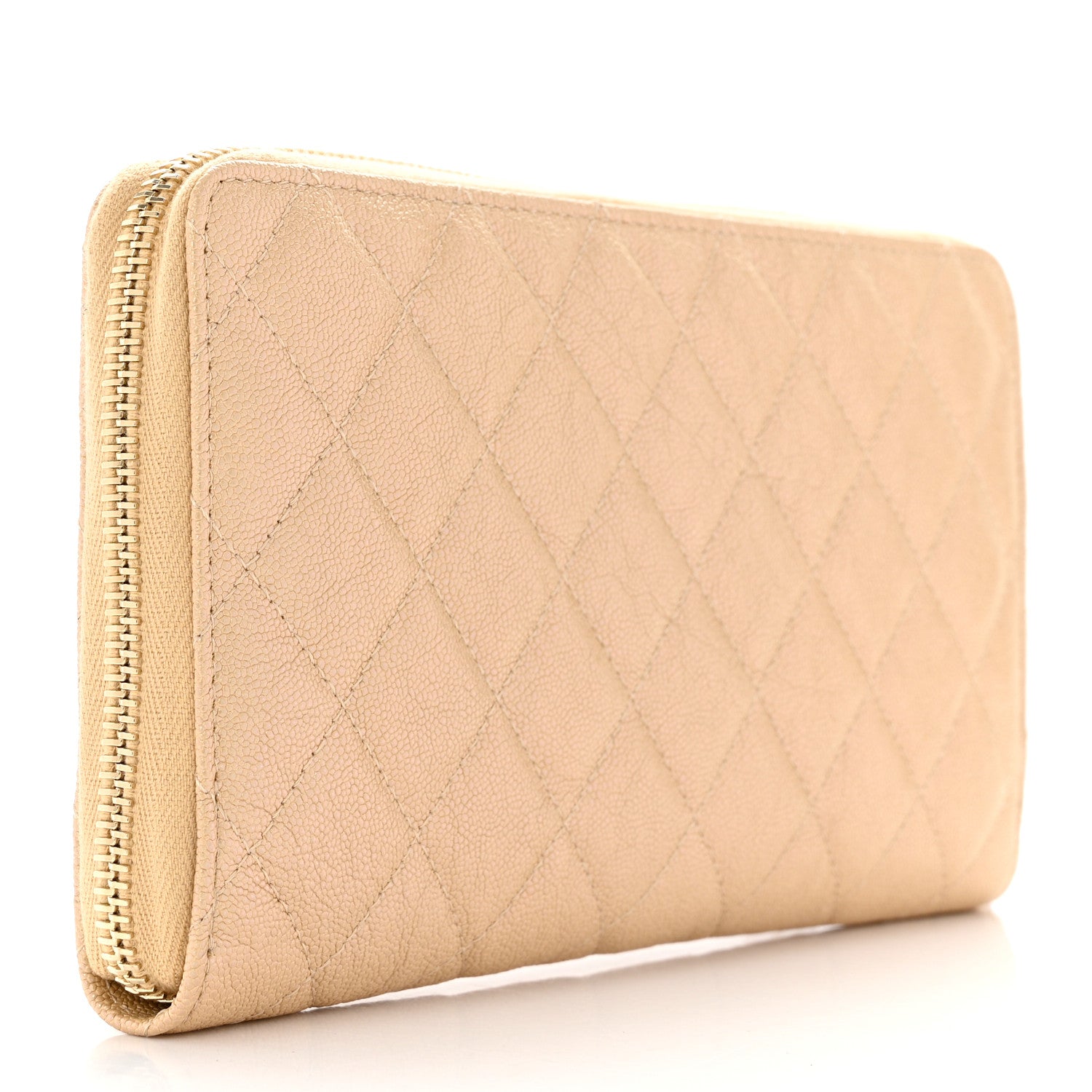 Chanel Iridescent Caviar Quilted Large Zip Around Organizer Wallet Beige 3 of 9