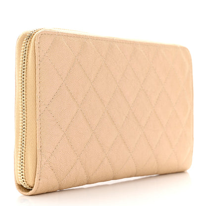 Chanel Iridescent Caviar Quilted Large Zip Around Organizer Wallet Beige 3 of 9