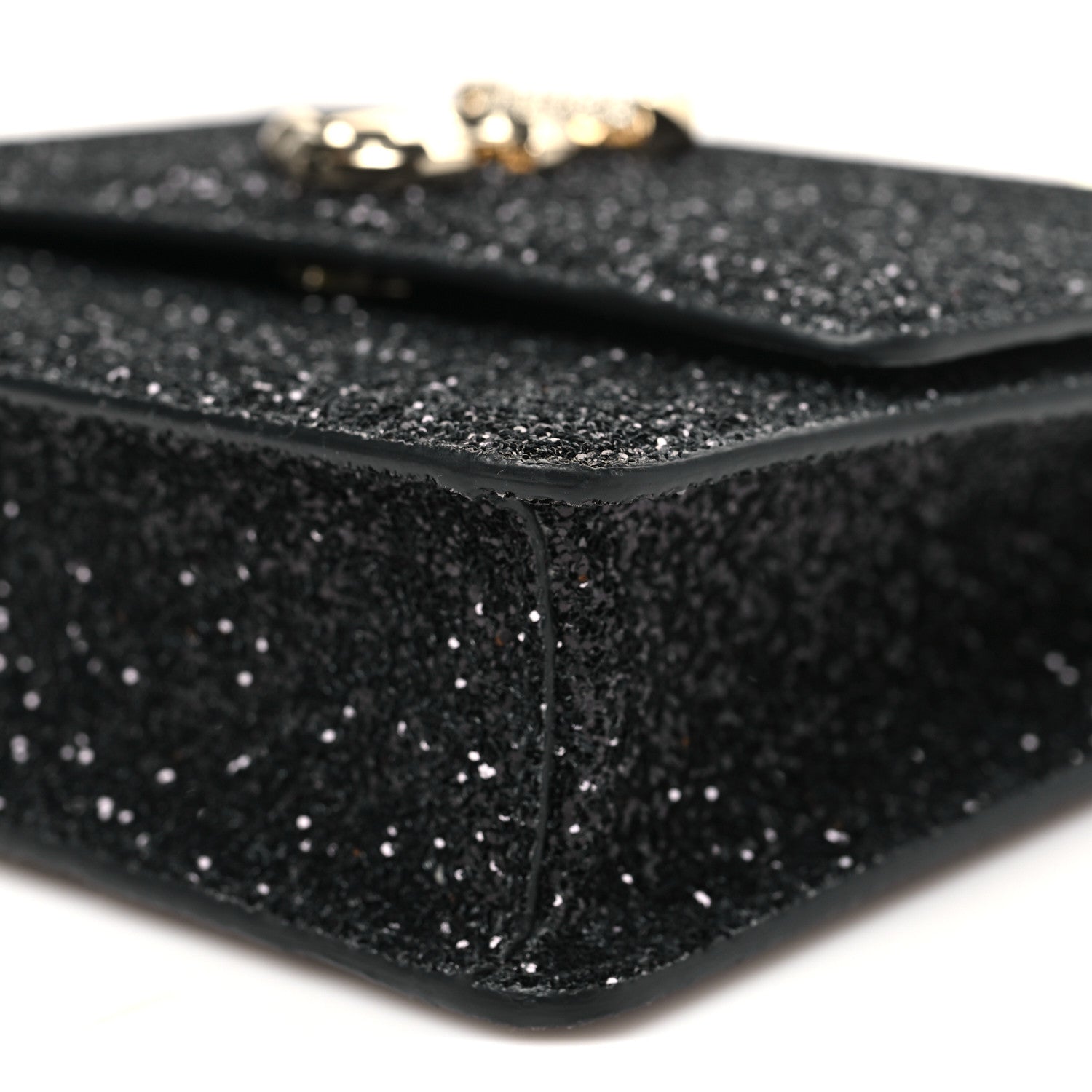Jimmy Choo Coarse Glitter Pearl Varenne Shoulder Bag Black 1843992