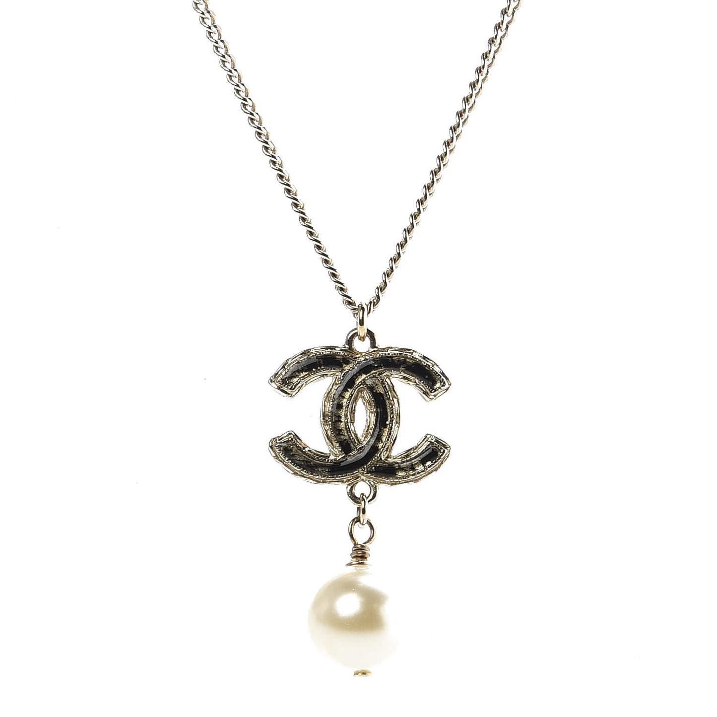 Resin Holographic Pearl CC Drop Necklace Gold