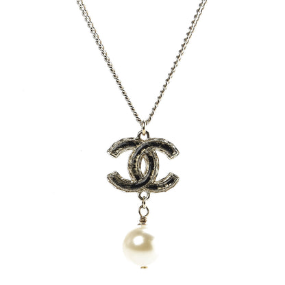 Chanel Resin Holographic Pearl CC Drop Necklace Gold 4 of 6