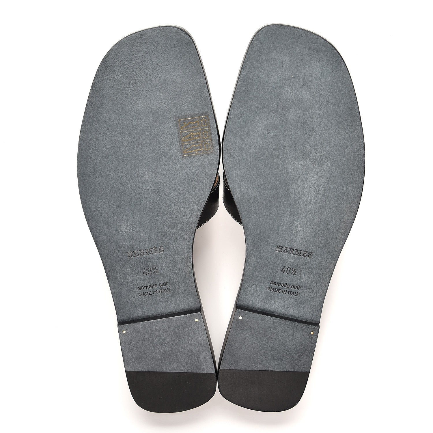 Hermes Box Calfskin Oran Sandals 40.5 Black 5 of 8