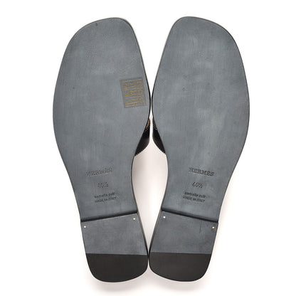 Hermes Box Calfskin Oran Sandals 40.5 Black 5 of 8