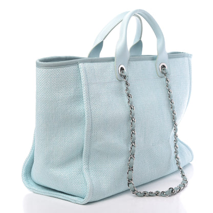 Chanel Woven Straw Raffia Large Deauville Tote Turquoise 2 of 9