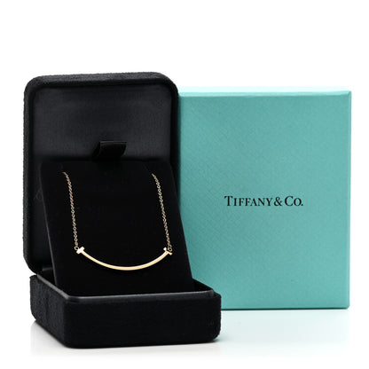 Tiffany 18K Yellow Gold Small T Smile Pendant Necklace 5 of 5