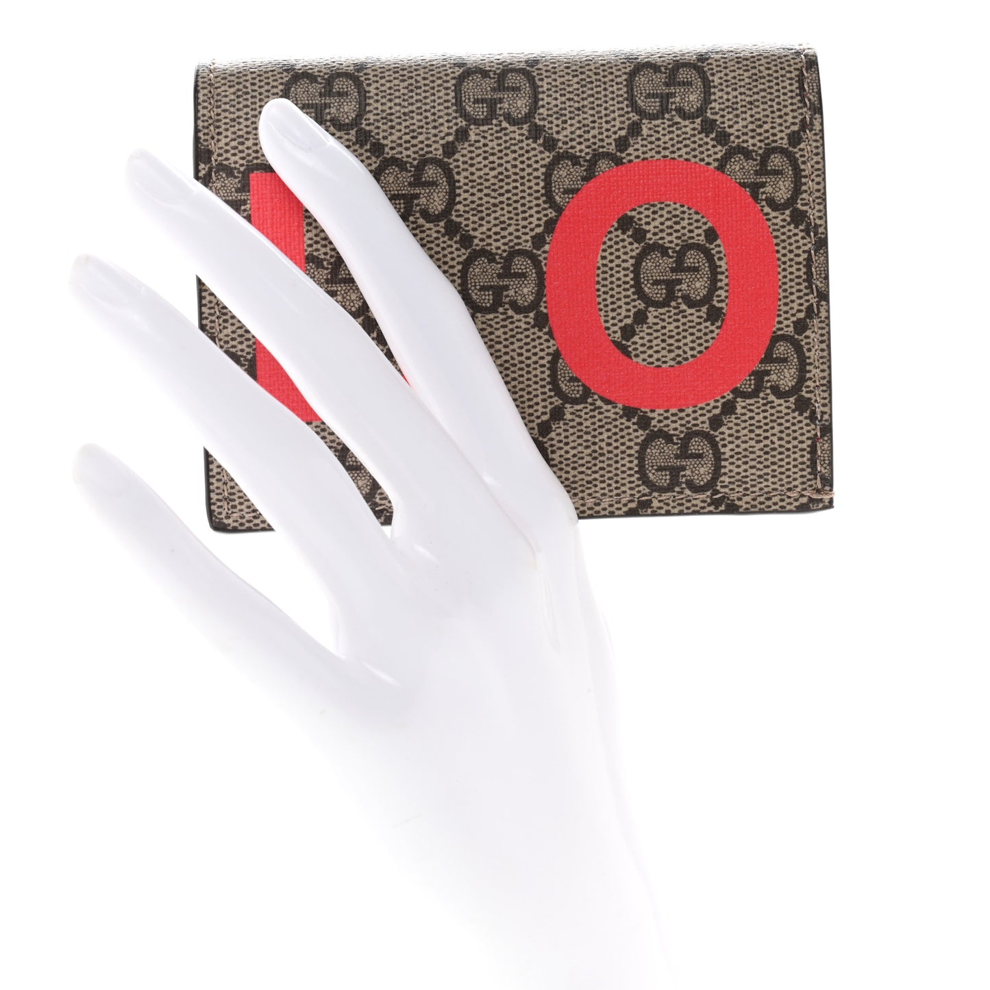 GG Supreme Monogram Moon Calfskin Love Valentines Day Card Case Beige Ebony New Geranium