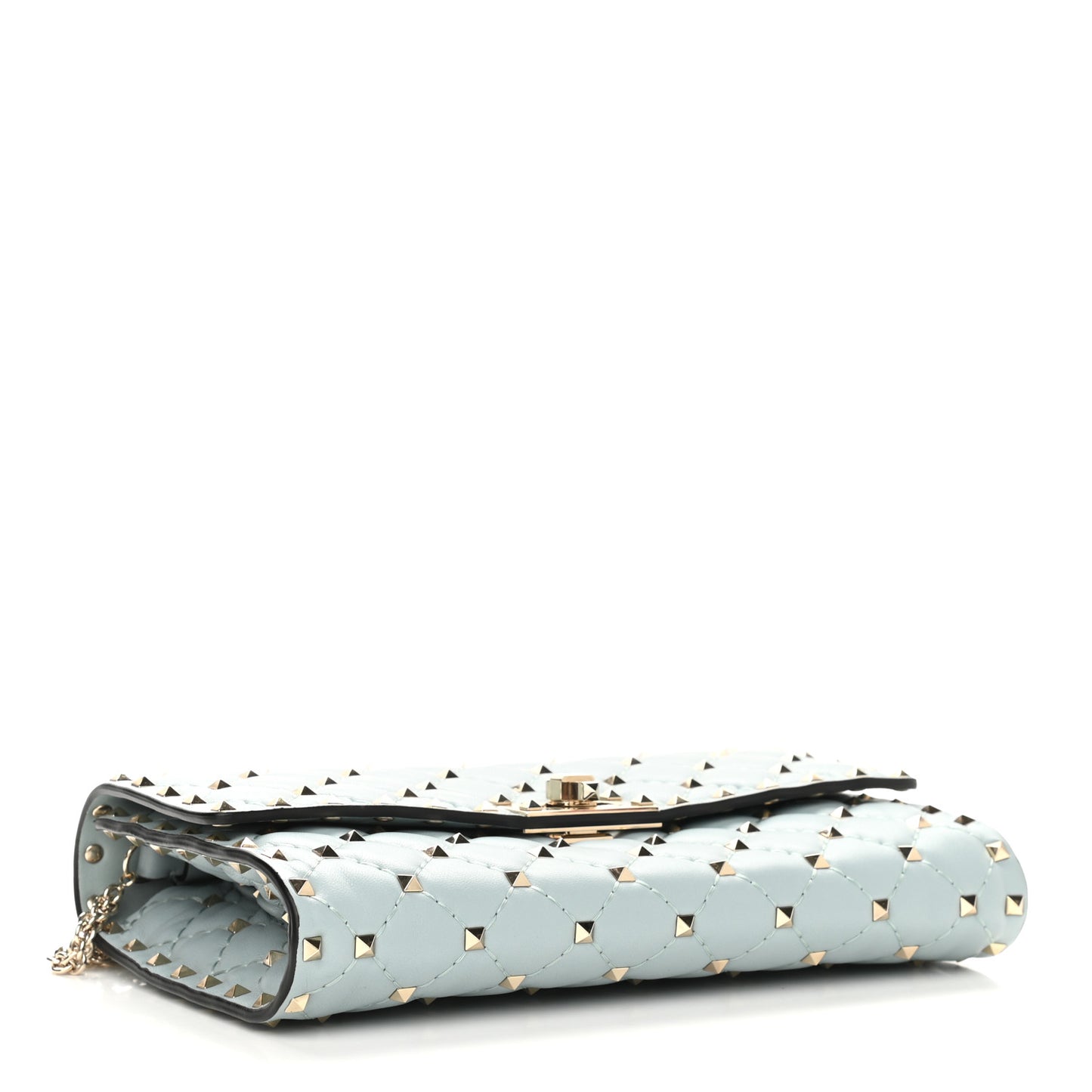 Nappa Rockstud Spike Wallet on Chain Celadon