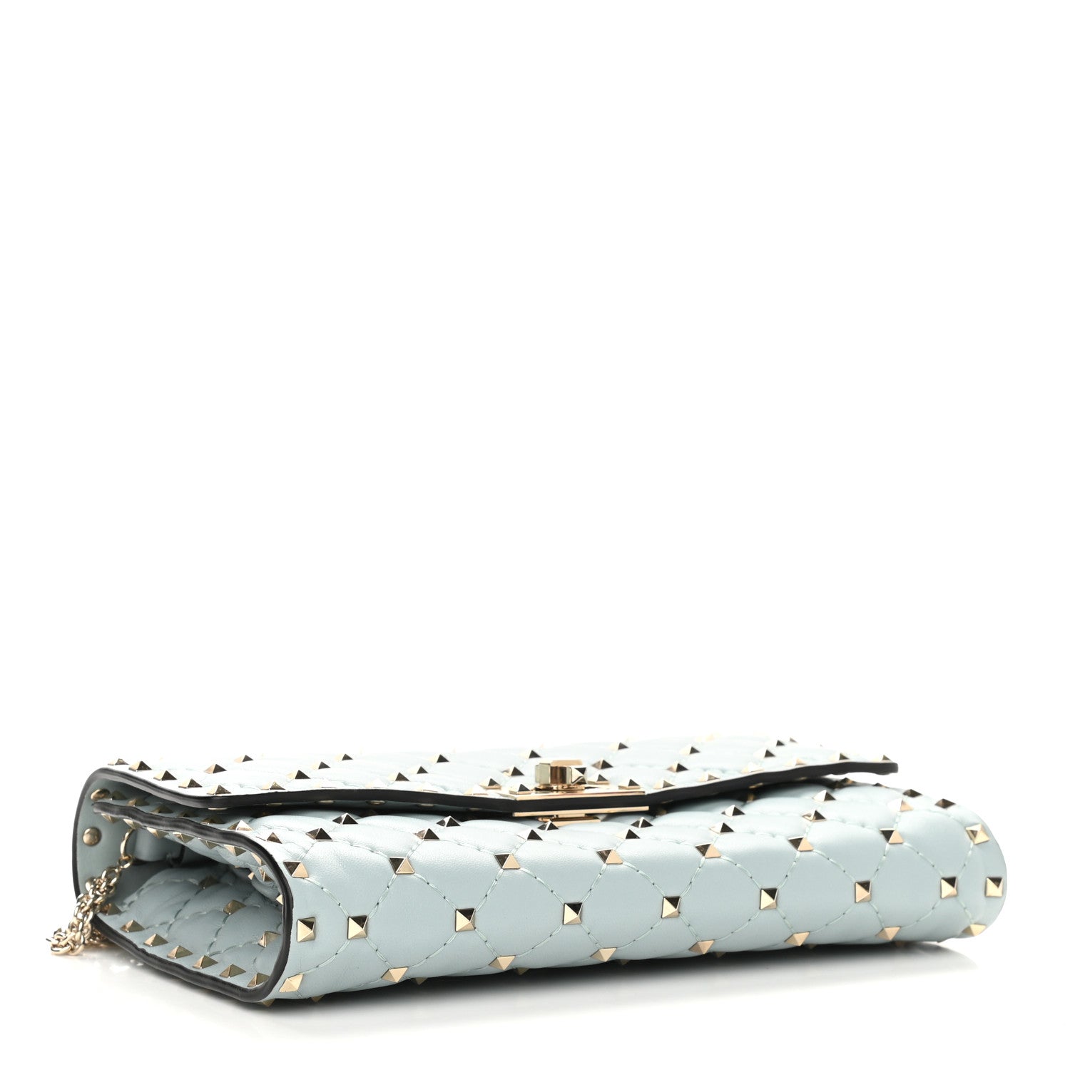 Valentino Garavani Nappa Rockstud Spike Wallet on Chain Celadon 4 of 8