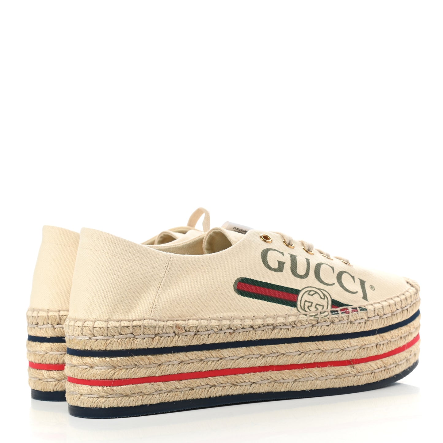 Canvas Logo Lace-Up Platform Espadrilles 40 Greggio Grege