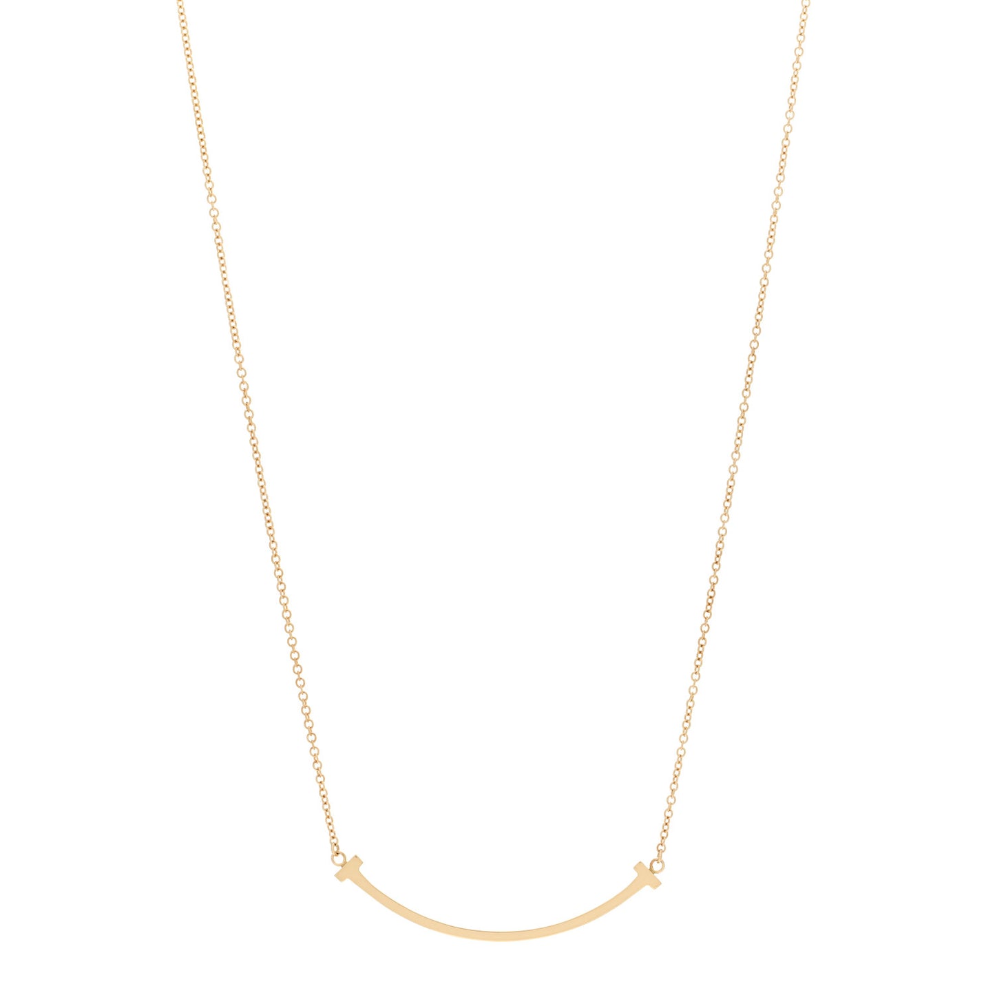 18K Yellow Gold Small T Smile Pendant Necklace