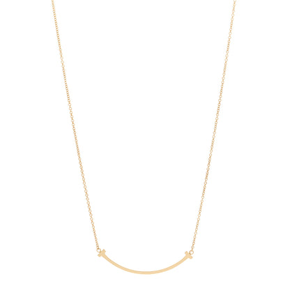 Tiffany 18K Yellow Gold Small T Smile Pendant Necklace 1 of 5