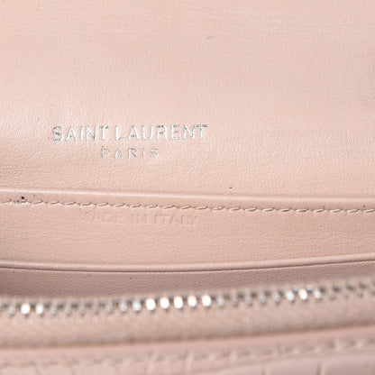 Saint Laurent Calfskin Crocodile Embossed Monogram Sunset Chain Wallet Soft Nude 8 of 10