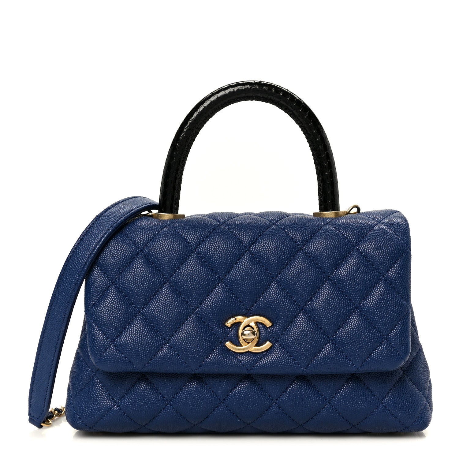 Chanel Caviar Elaphe Quilted Mini Coco Handle Flap Blue 1 of 11