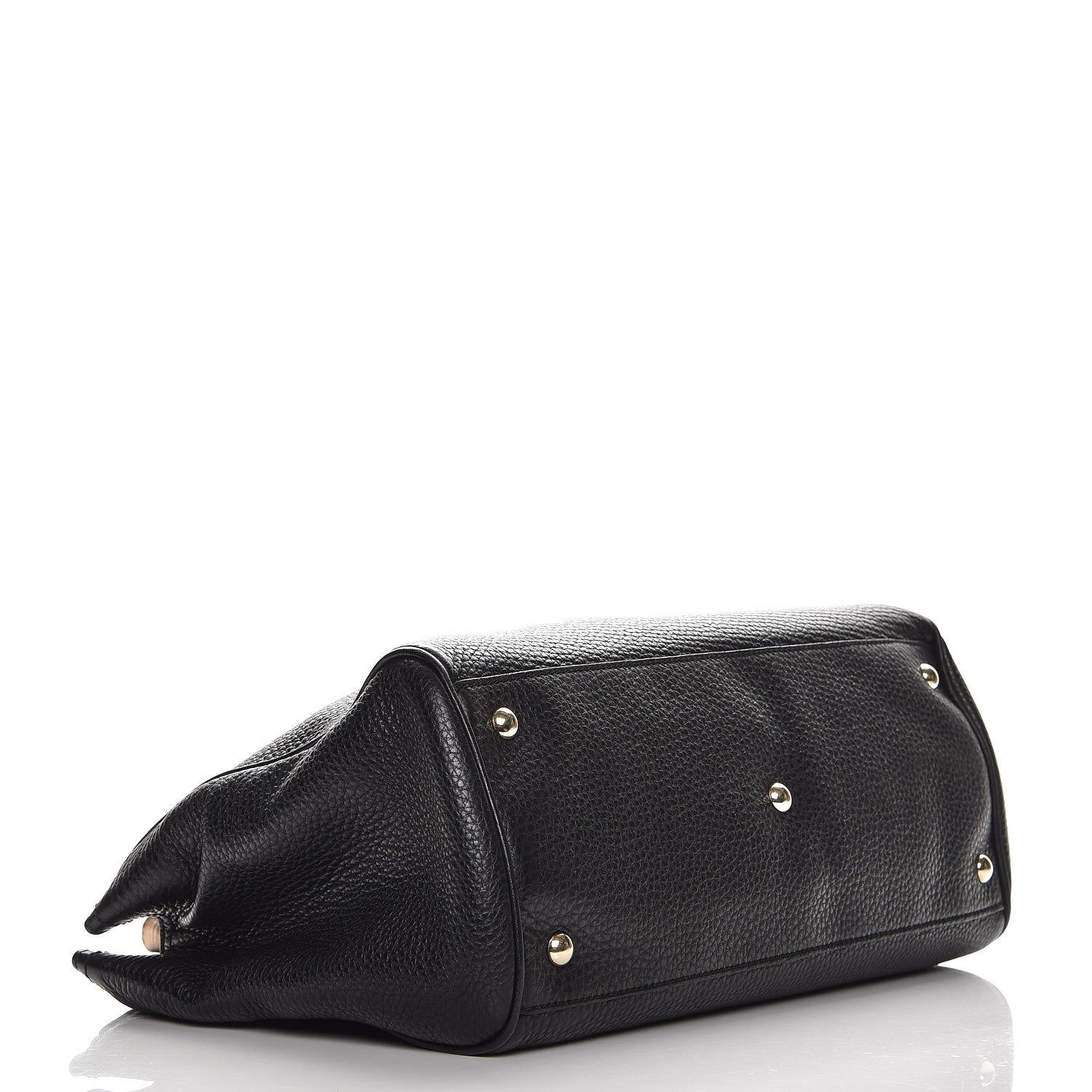 Gucci Pebbled Calfskin Medium Bamboo Shopper Tote Black 4 of 8