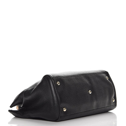 Gucci Pebbled Calfskin Medium Bamboo Shopper Tote Black 4 of 8