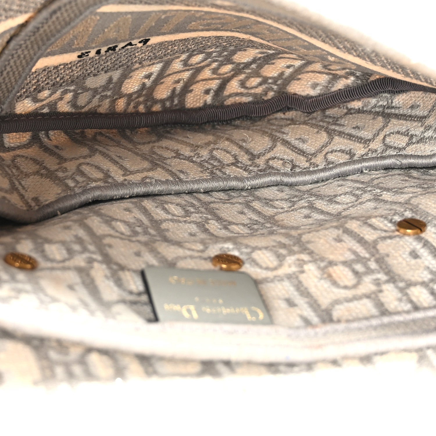 Christian Dior Oblique Embroidered Saddle Bag Gray 5 of 10