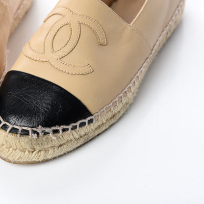 Chanel Lambskin CC Espadrilles 37 Beige Black 10 of 11