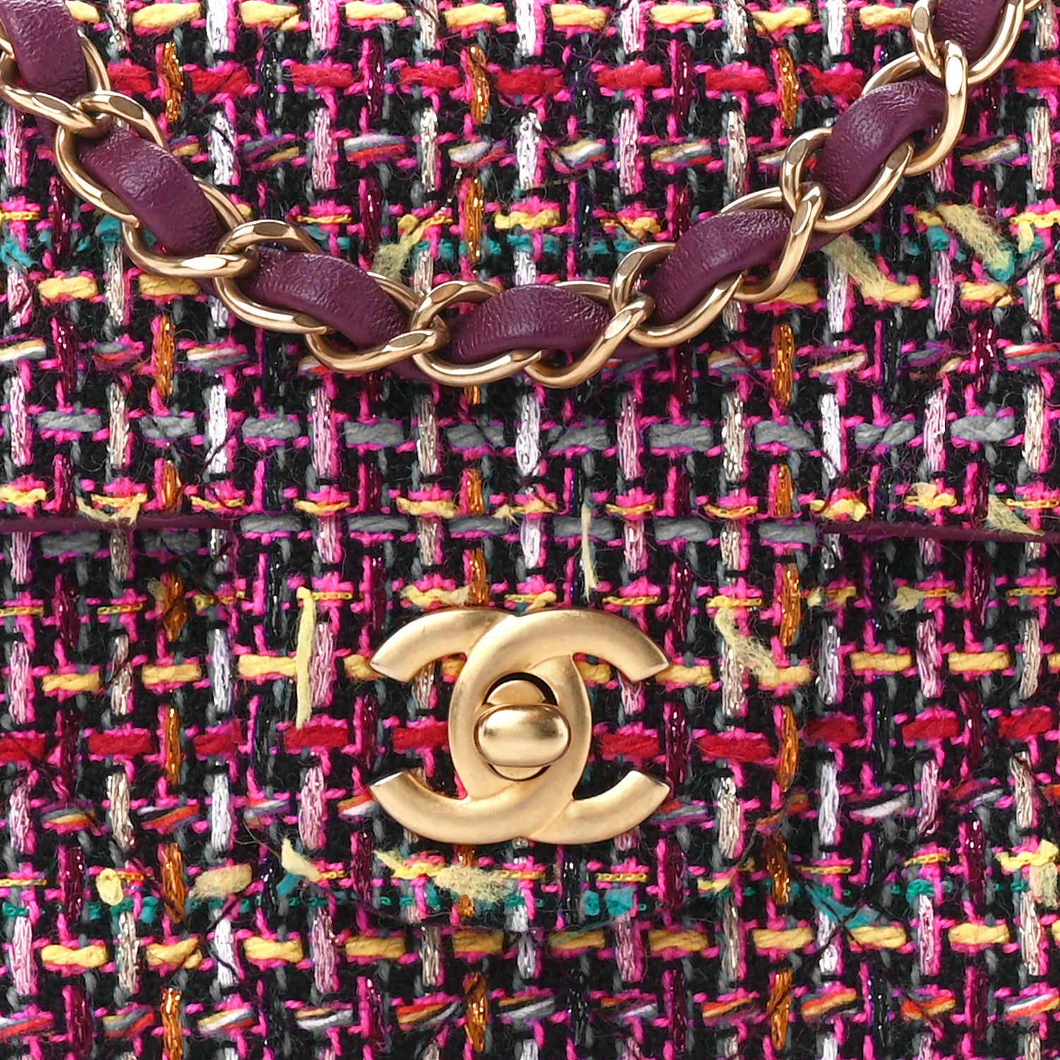 Chanel Tweed Quilted Mini Rectangular Flap Pink Multicolor 9 of 13