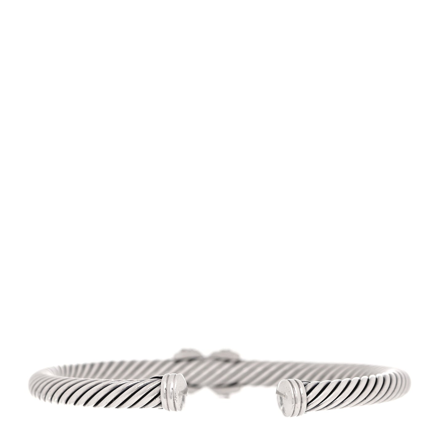 Sterling Silver 18K White Gold Diamond Pave 5mm X Cable Bracelet