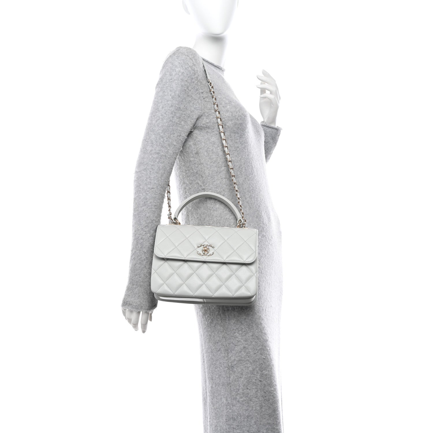 Chanel Lambskin Quilted Small Trendy Chain CC Flap Dual Handle Bag Light Blue 2 of 11