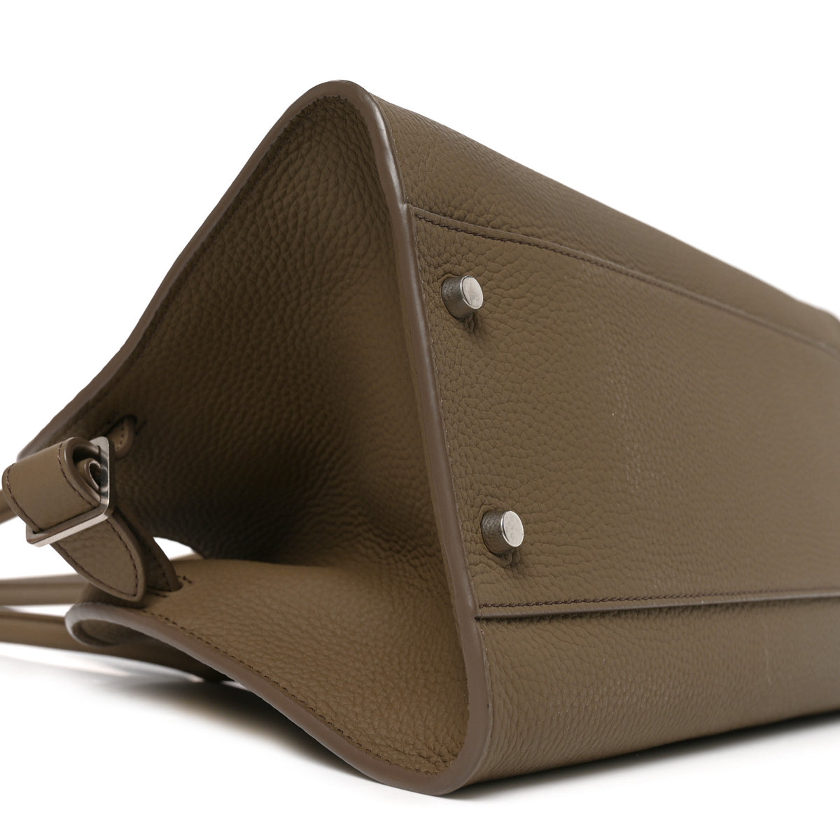 Matte Grained Calfskin Margaux Shoulder 12  Dark Taupe