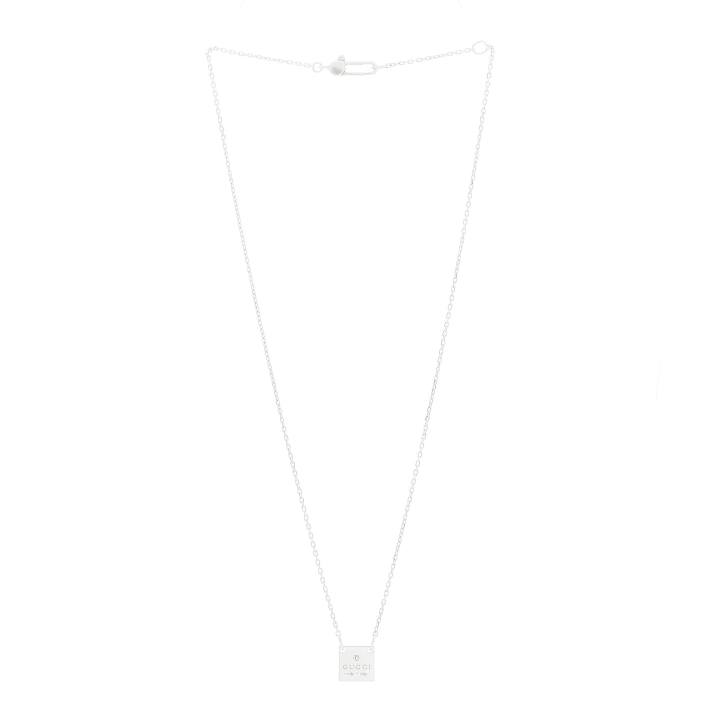 Sterling Silver Logo Square Tag Necklace