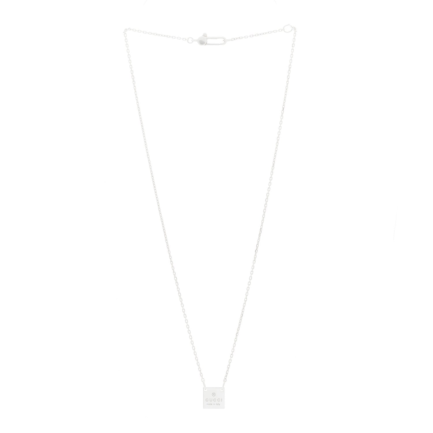 Gucci Sterling Silver Logo Square Tag Necklace 2 of 4