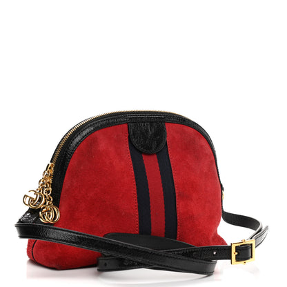 Gucci Suede Patent Web GG Small Ophidia Dome Shoulder Bag Hibiscus Red 3 of 15