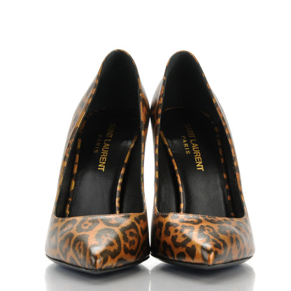 Saint Laurent Leopard Lame Double Cat Pumps 38 Gold 2 of 8