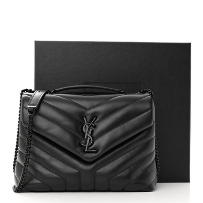Saint Laurent Calfskin Y Quilted Monogram Monochrome Small Loulou Chain Satchel Black 13 of 13
