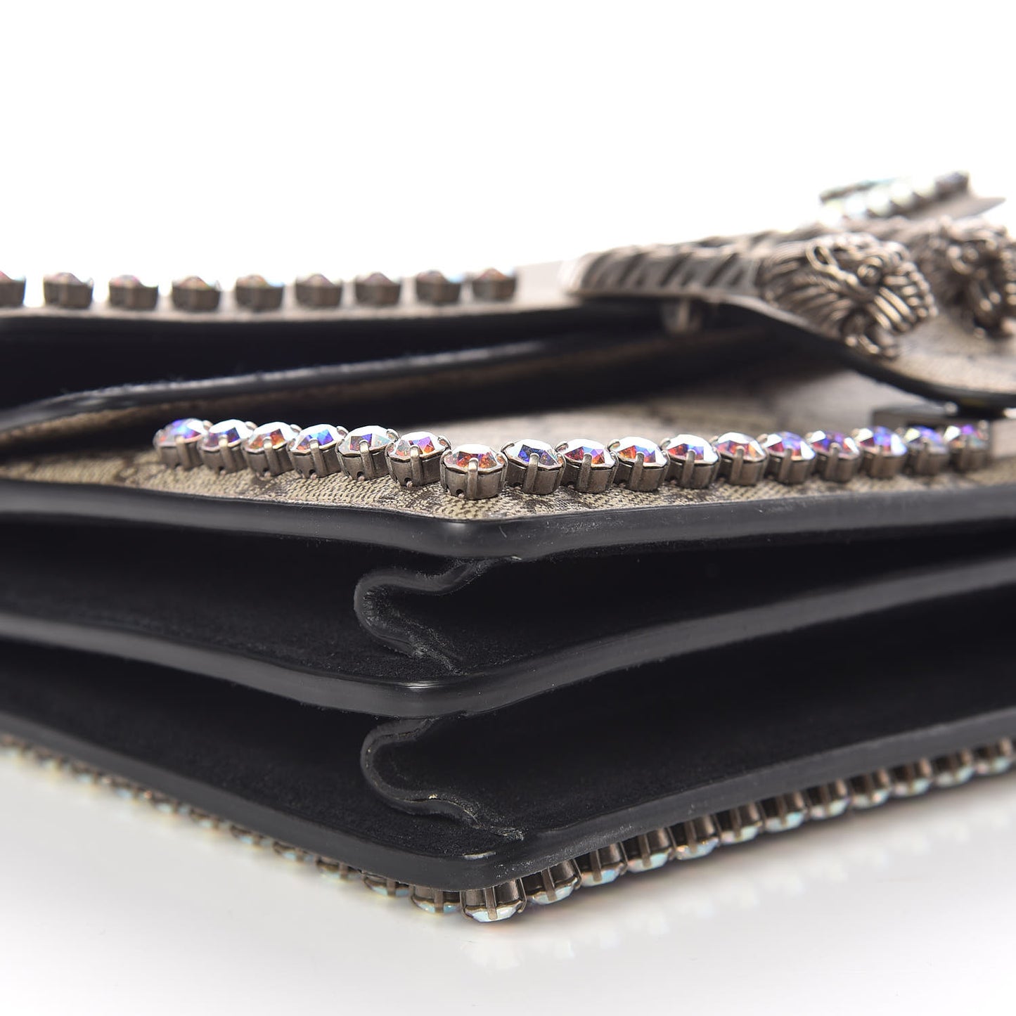 GG Supreme Monogram Crystal Small Dionysus Shoulder Bag Black